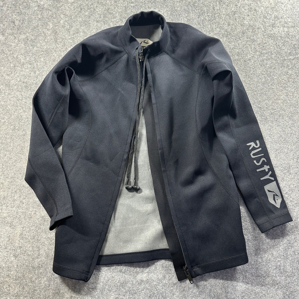 Rusty Wetsuit Jacket Womens S Black HOB Technology Headphones Surf Top Read